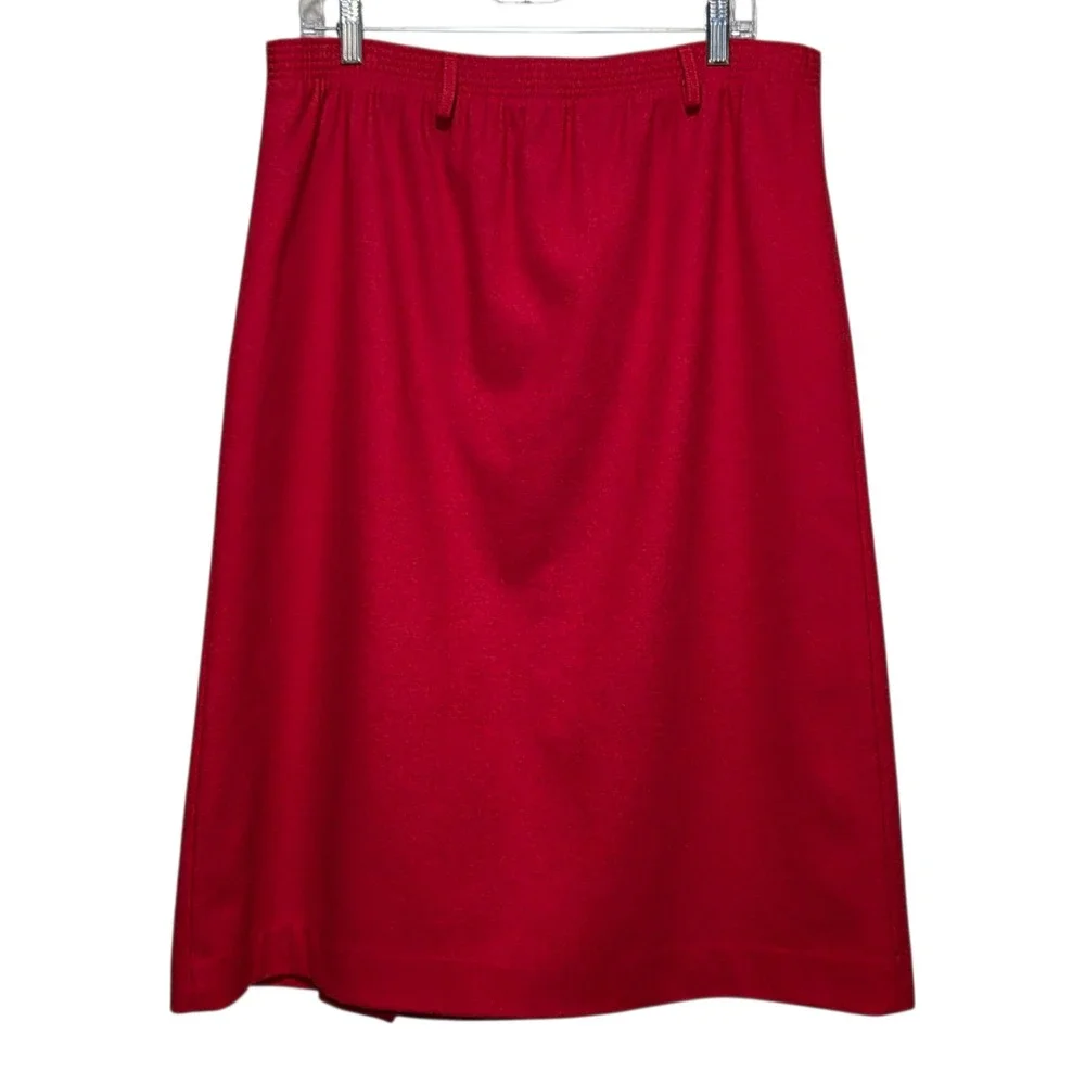 Cricket Lane Red Wool Midi Skirt Vintage 14 Classic Office‎ Winter Retro Career